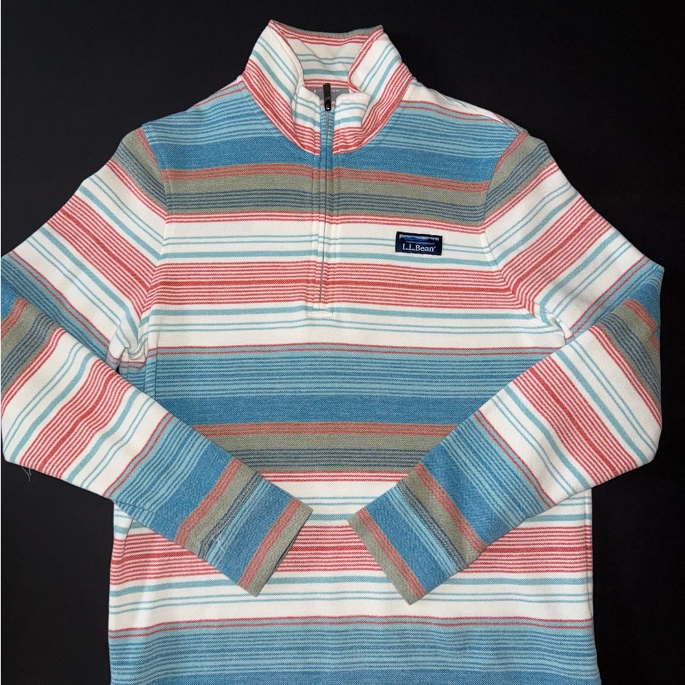 L.L. Bean Men's Striped Sweater - Blue, Red, White